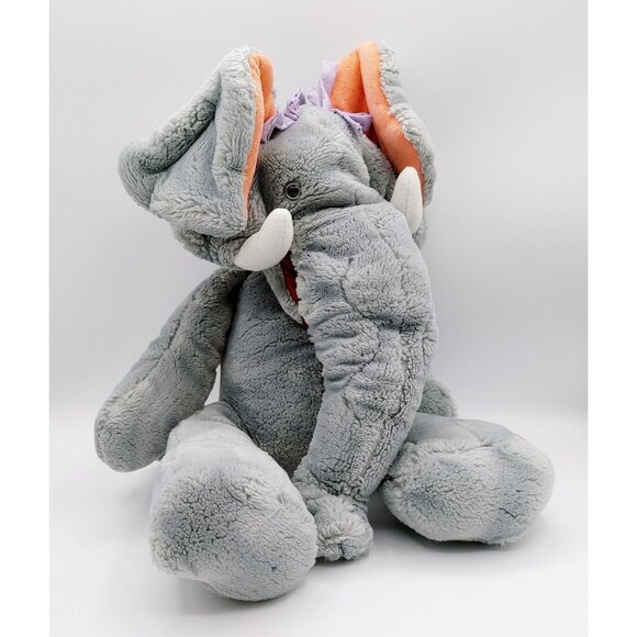 GANZ Bros Wrinkles Trunkit Puppet Elephant w/Purple Bows 80's Vintage - Picture 2 of 7